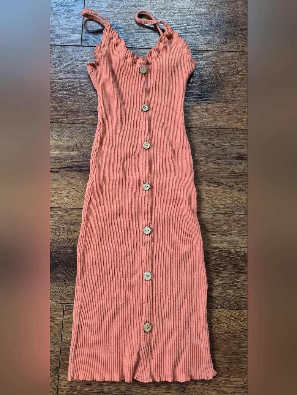 Madras Bodycon Ribbed Tank Dress Burnt Orange Sz M**runs small